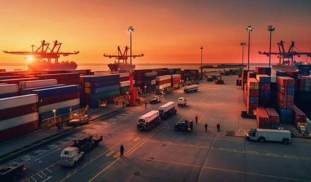 Port warehouse cargoes and containers Business Logistics and transportation concept Generative AI