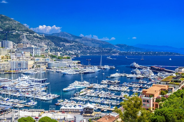 Port with yachts in La Condamine MonteCarlo Monaco Cote d'Azur French Riviera