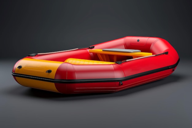 Photo portable inflatable boat red craft travel generate ai