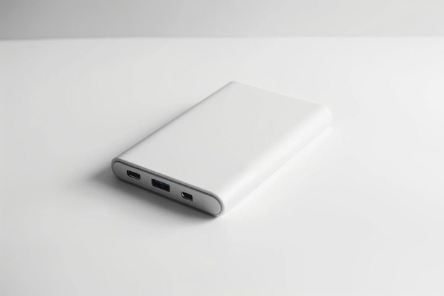 portable Power Bank for Mobile Devices On White Background