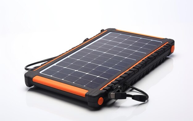 Photo portable solar charger view on white background