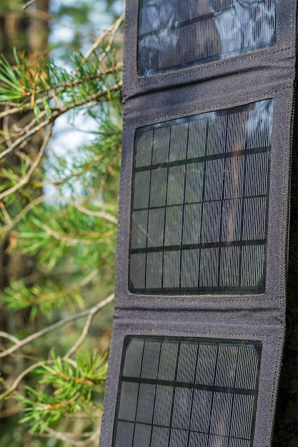 Portable solar panels on the nature