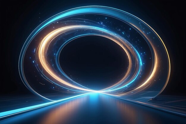Portal and frame abstract light lines of movement and speed Blue color light ellipse