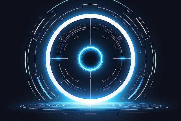 Portal and hologram futuristic circle on blue isolate background Abstract high tech futuristic technology design round shape Circle Scifi elements with light and lights Vector illustration