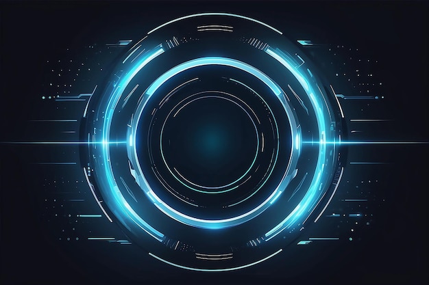 Photo portal and hologram futuristic circle on blue isolate background abstract high tech futuristic technology design