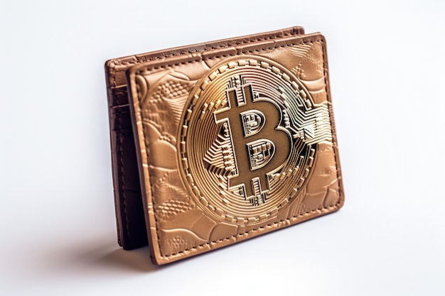 Portemonnee met bitcoin cryptocurrency concept digitale illustratie Generatieve AI