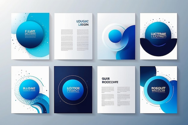 Portfolio geometric design vector set Abstract blue liquid graphic gradient circle shape on cover book presentation