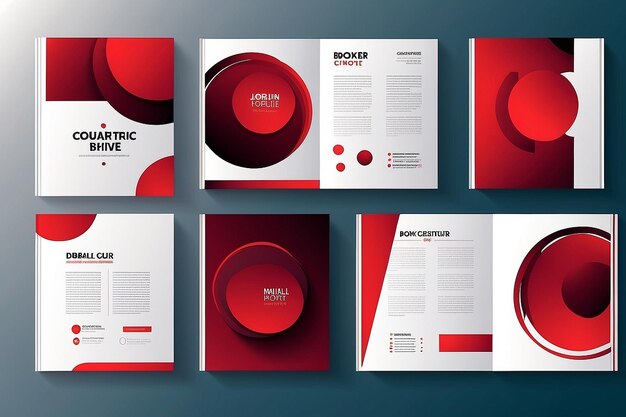 Portfolio geometric design vector set Abstract red liquid graphic gradient circle shape