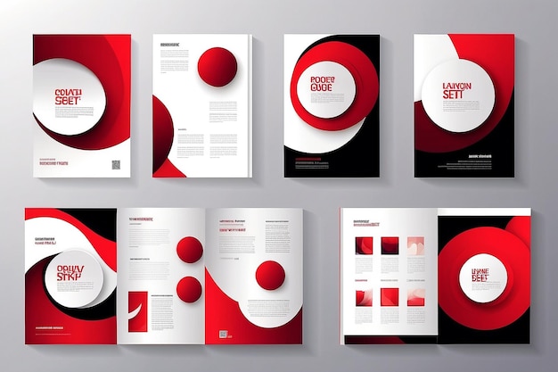 Photo portfolio geometric design vector set abstract red liquid graphic gradient circle shape