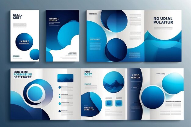 Foto portfolio geometrisch ontwerp vector set abstract blauwe vloeibare grafische gradiënt cirkelvorm