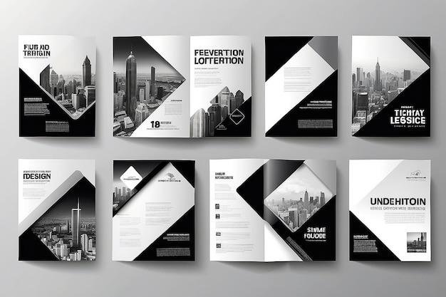 Foto portfolio ontwerp sjabloon vectorminimale brochure rapport business flyers tijdschrift posterabstract zwart-wit vierkante omslag boek presentatie