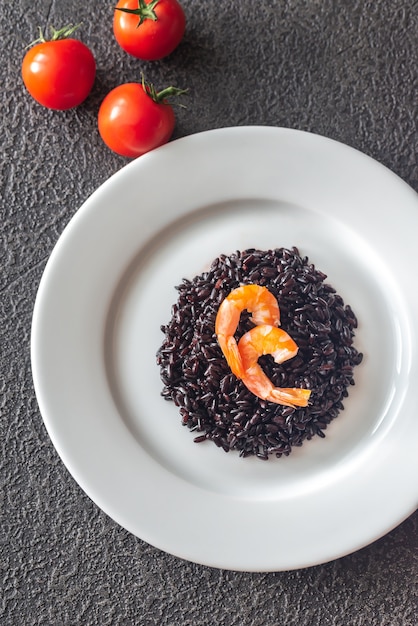 Portion of black rice