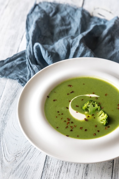 Portion of broccoli soup