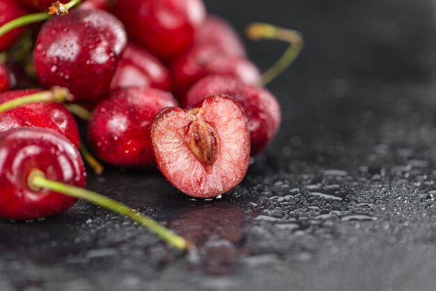 Portion of Cherries on a slate slab