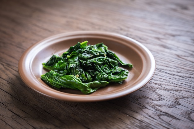 Portion of cooked spinach