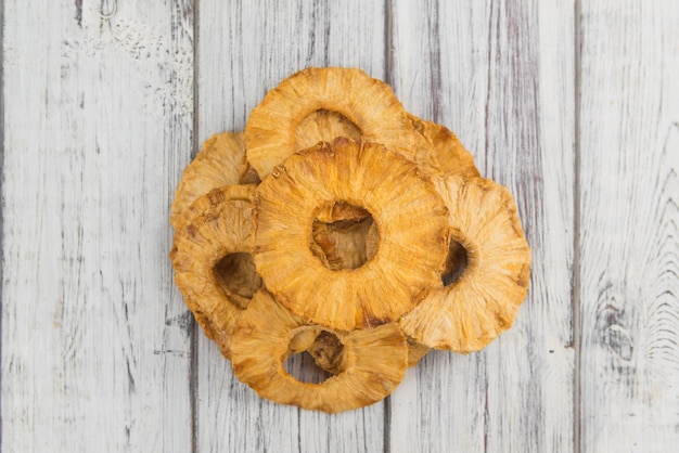 Portion of Dried Pineapple Rings selective focus