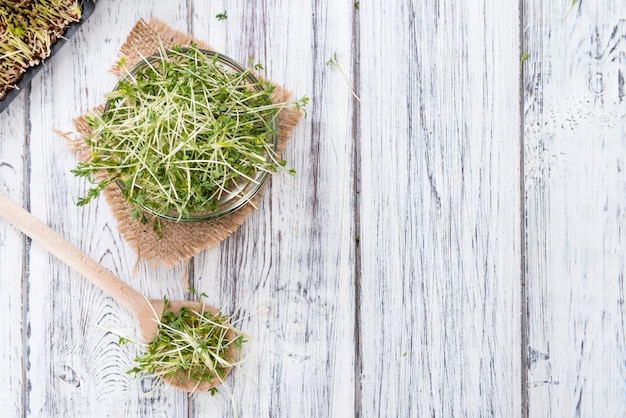 Photo portion of fresh garden cress