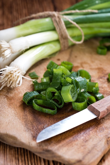 Portion of fresh Scallions