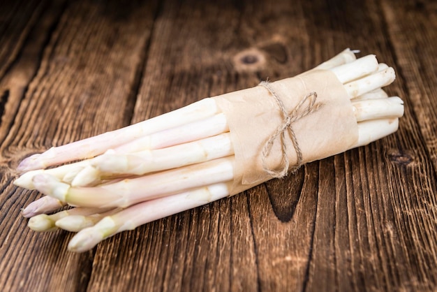 Portion of fresh white Asparagus closeup shot