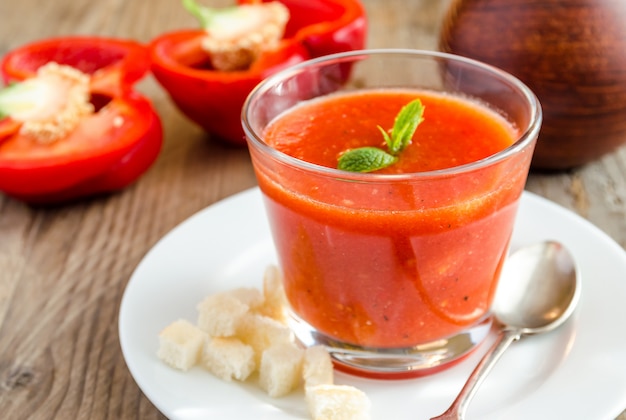 Porzione di gazpacho