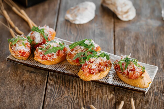 맛있는 브루체타 (bruschetta) 의 부분