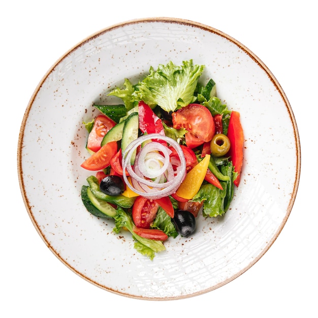 Portion of greek salad with fresh vegetables