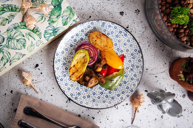 Portion of grilled vegetables garnish