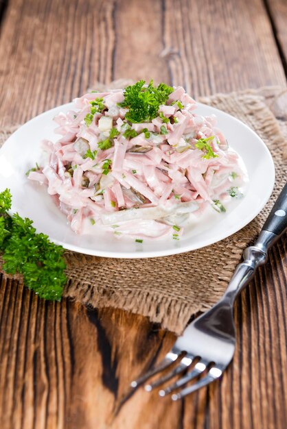 Photo portion of homemade meat salad