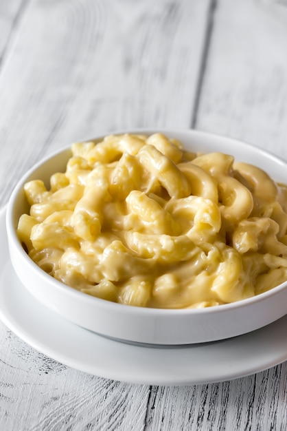 Portion of macaroni and cheese