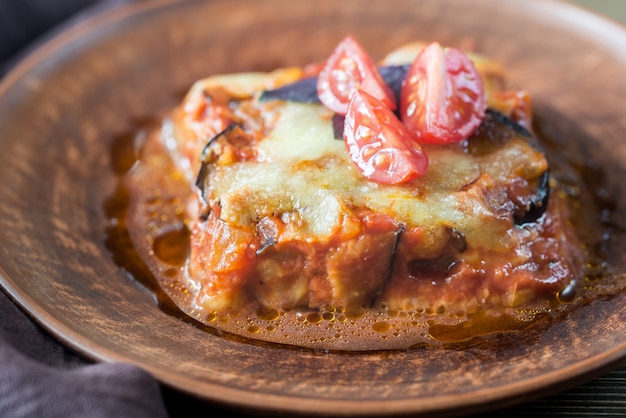 Portion of parmigiana di melanzane