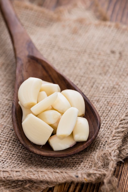 Portion of peeled Garlic