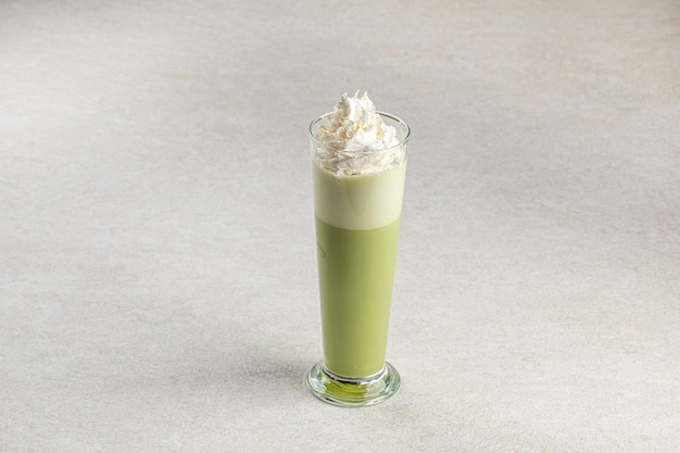 Photo portion of pistachio frapuccino with whipped cream