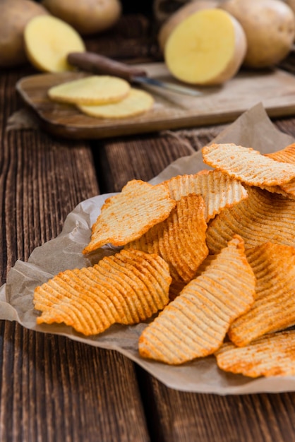 Photo portion of rippled potato chips