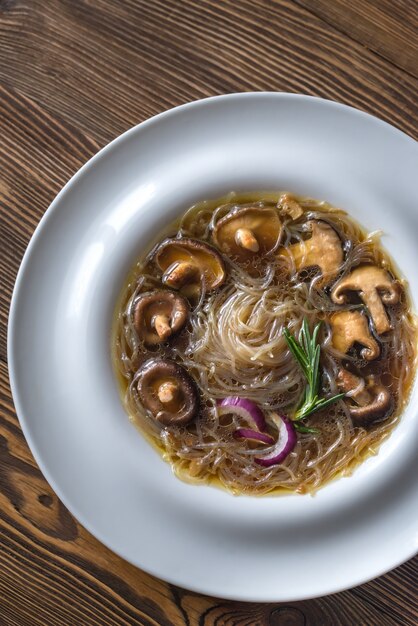 Portion of shiitake ginger soup