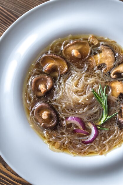 Portion of shiitake ginger soup