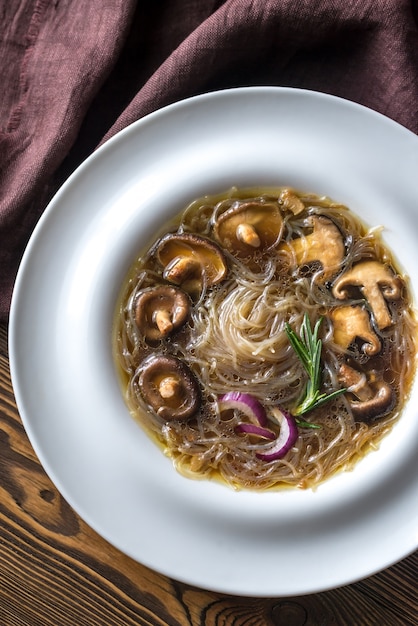 Portion of shiitake ginger soup