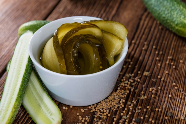 Portion of sliced and pickled Cucumbers