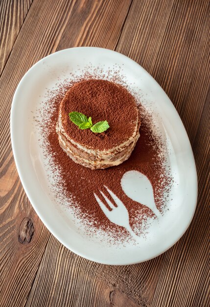 Portion of tiramisu - Italian dessert close up