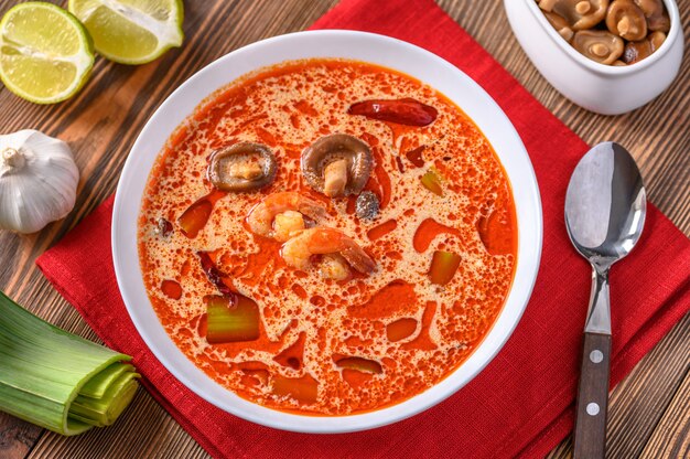 Portion of Tom Yum soup