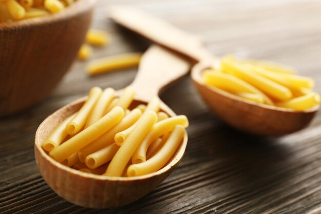 Portion of uncooked pasta closeup