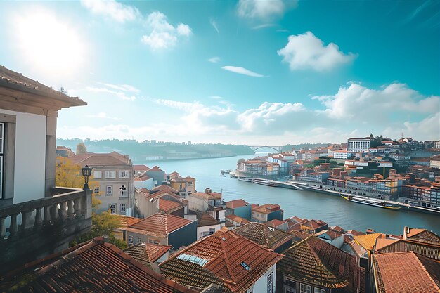 Photo porto city landscape from above