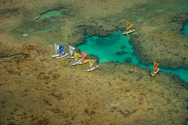 Porto de Galinhas strand Ipojuca in de buurt van Recife Pernambuco Brazilië Luchtfoto