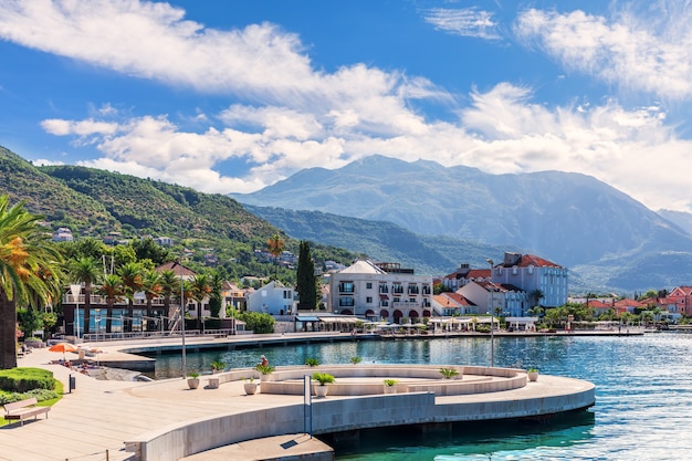 Photo porto montenegro marina in tivat, summer view.