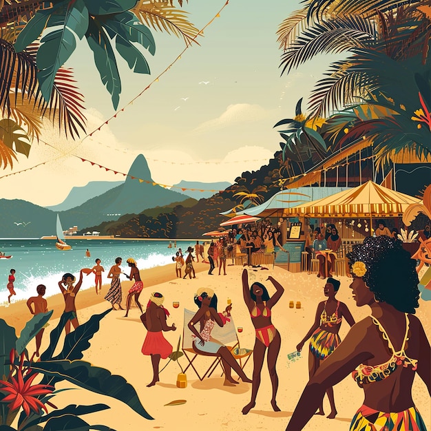 Photo porto seguro beach and carnival vibe digital illustration