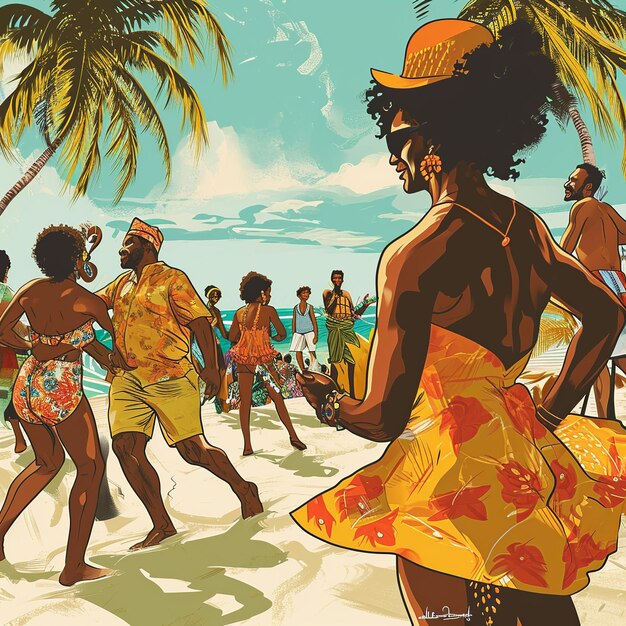 Porto Seguro Beach and Carnival Vibe Digital Illustration