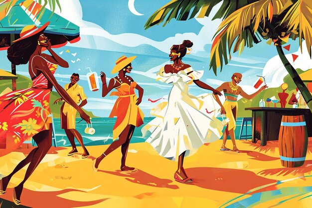 Photo porto seguro beach and carnival vibe digital illustration