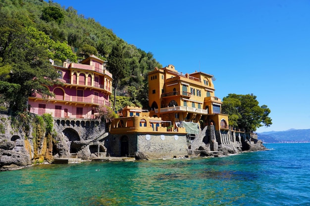 Portofino foreshortening on Italian Riviera Genoa Italy