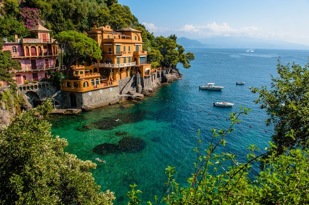 イタリアのリグーリア海岸のポルトフィーノ村