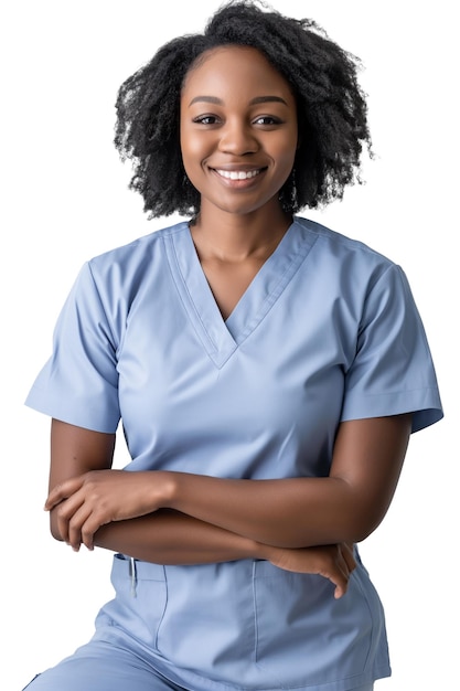 Portrait of 25 years old afro american female nurse wearing green uniform