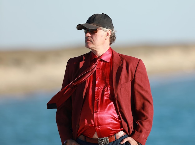 portrait of an adult man on a seascape